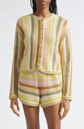 Zimmermann Indra Stripe Cotton Open Stitch Cardigan