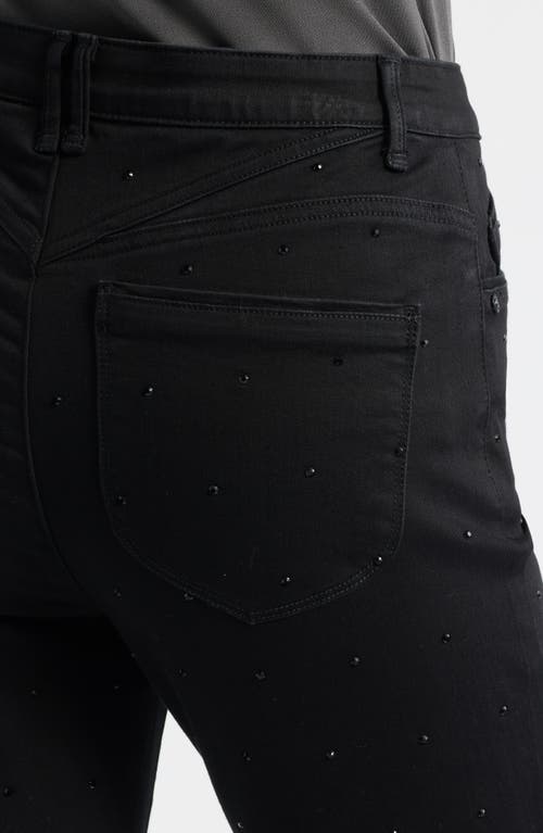Wit & Wisdom Bennet Skyrise Diamante Raw Hem Barely Bootcut Jeans In Black