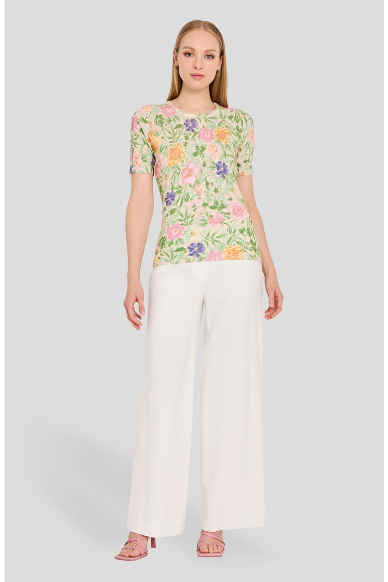 Print Short Sleeve Sweater, Alternate, color, NUDE ROSS