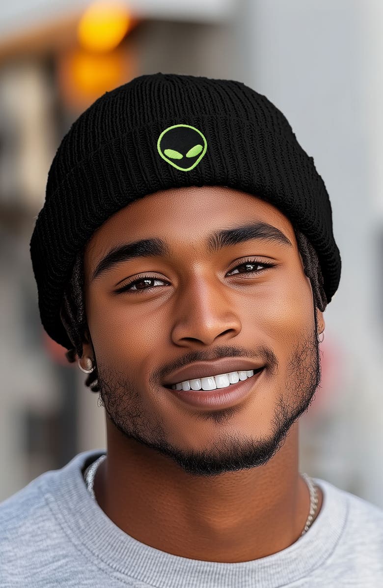 Dalix Alien Watch Cap, Alternate, color, Black