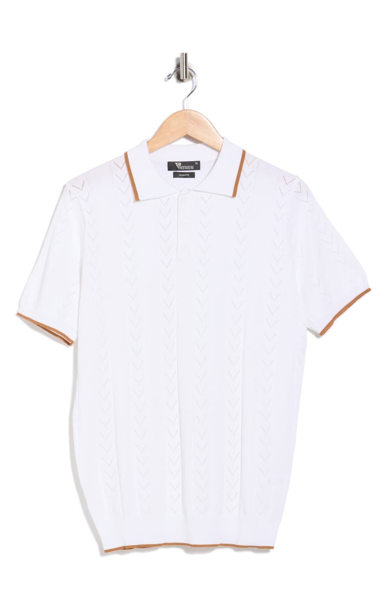 T.R. PREMIUM Slim Fit Polo Sweater, Alternate, color, White