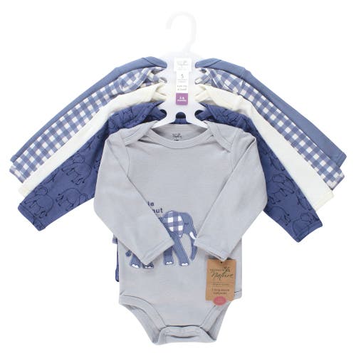 Touched By Nature 5pk Long Sleeve Organic Bodysuits In Multi