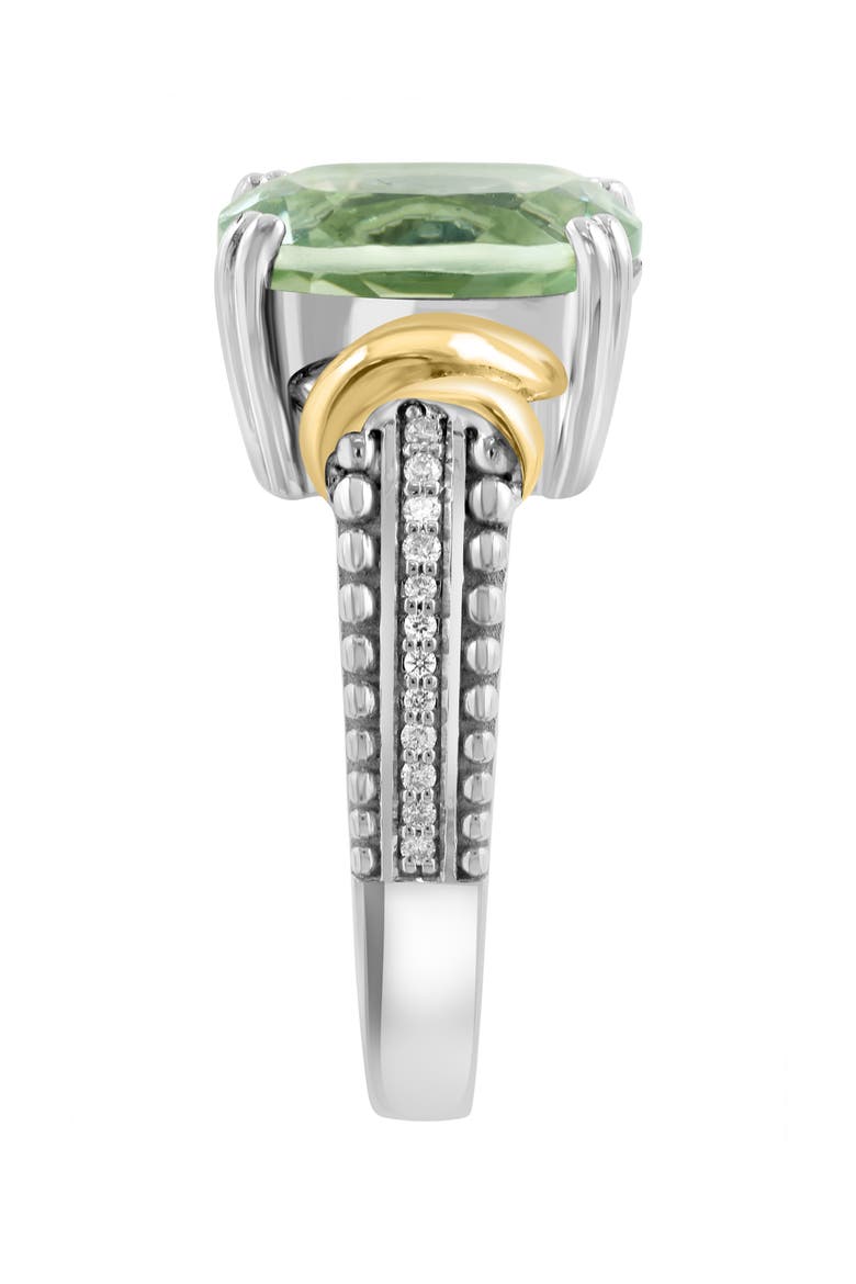 Sterling Silver & 14K Gold Oval Green Quartz & Diamond Ring, Alternate, color, GREEN