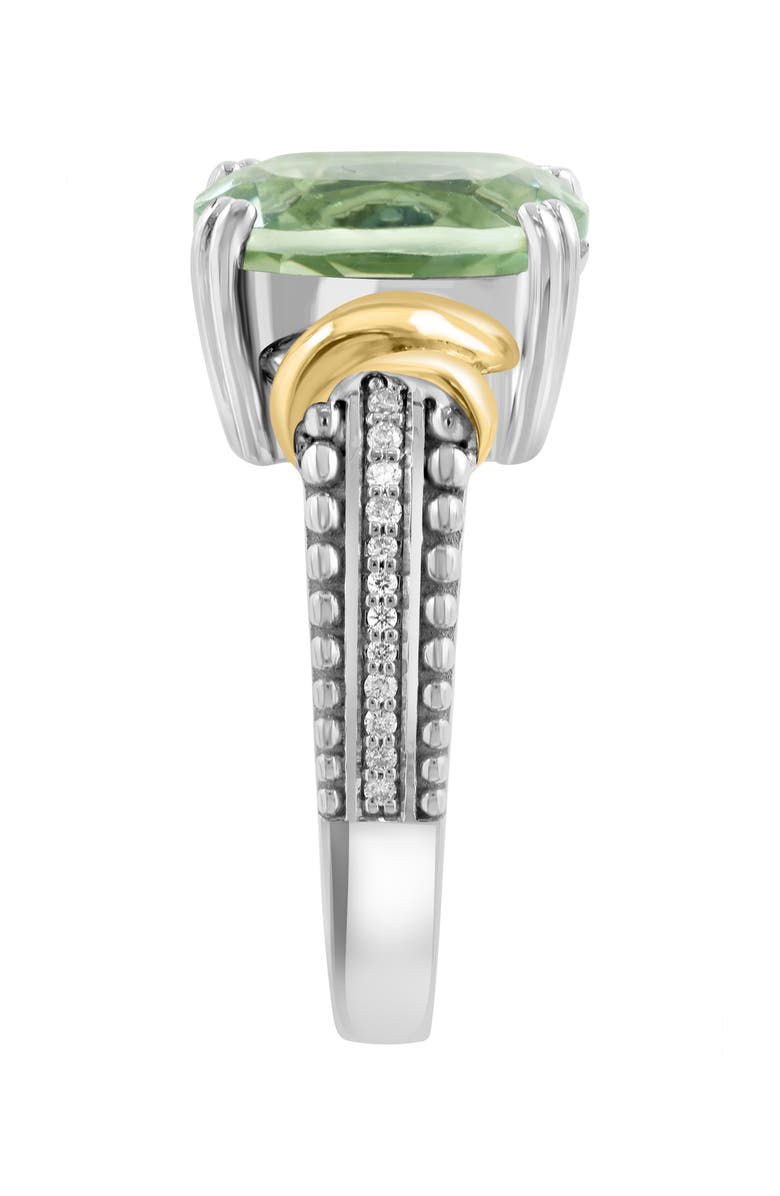 EFFY Sterling Silver & 14K Gold Oval Green Quartz & Diamond Ring, Alternate, color, Green