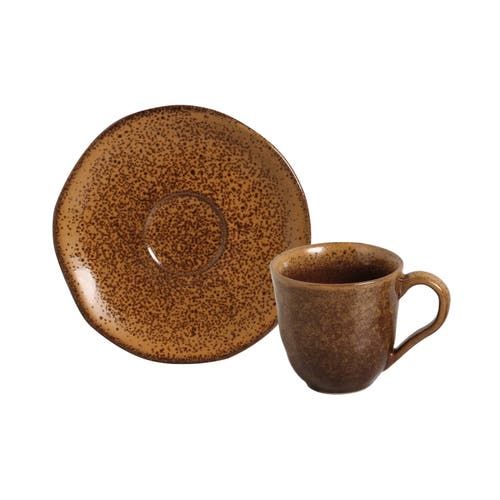 Porto Brasil Coffee Cup & Saucer In Brown