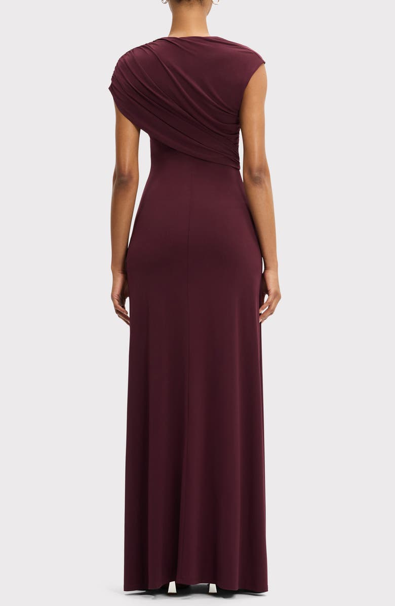 Herve Leger Cap Sleeve Ruched Matte Jersey Dress, Alternate, color, Pinot