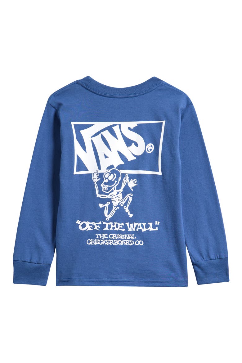 Kids' Checker Bones Long Sleeve Graphic T-Shirt, Alternate, color, TRUE NAVY