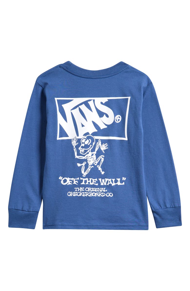 Vans Kids' Checker Bones Long Sleeve Graphic T-Shirt, Alternate, color, True Navy