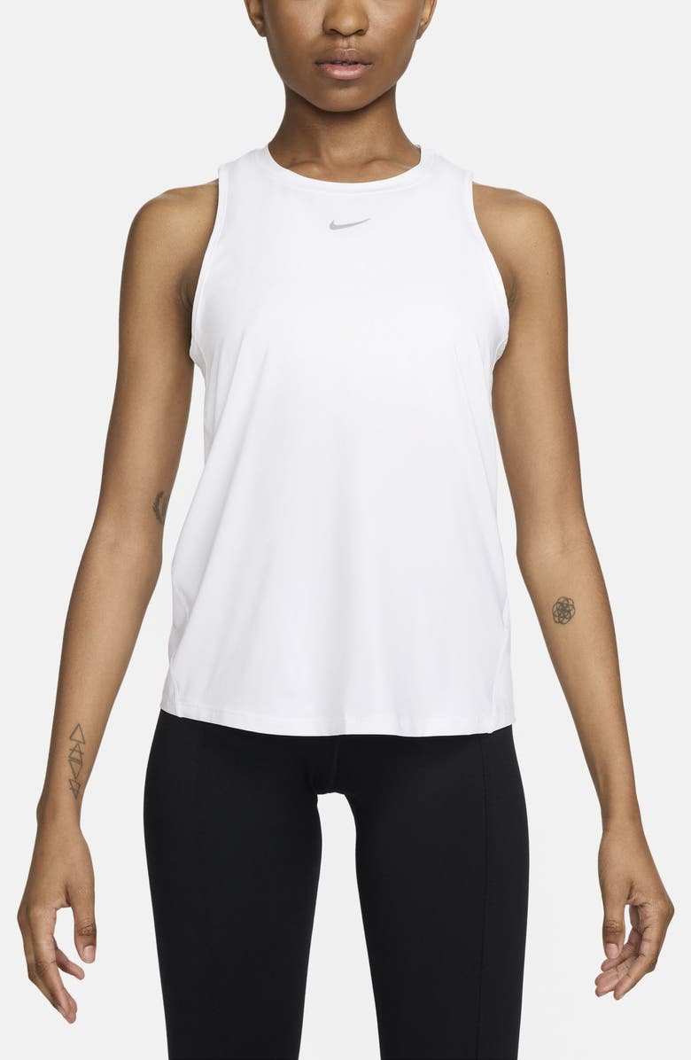 Nike One Dri-FIT Tank, Main, color, 100 White/Black