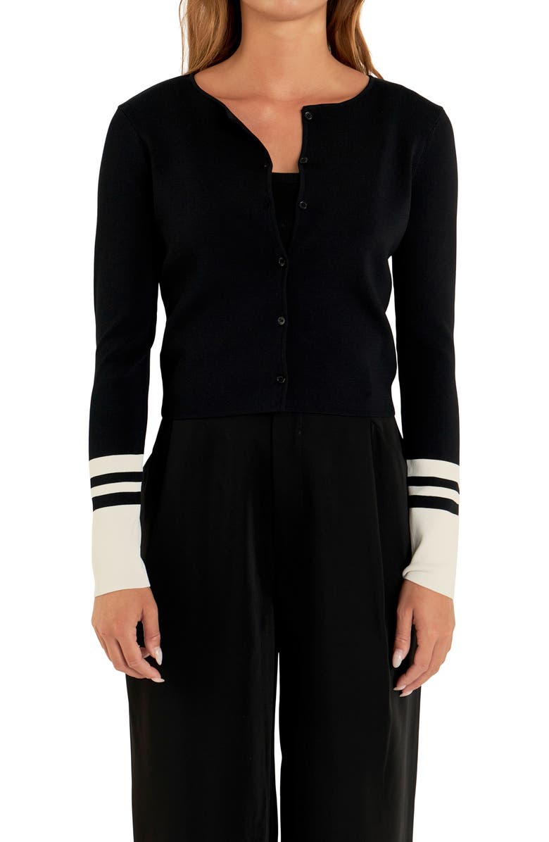 Endless Rose Colorblock Cardigan, Alternate, color, Black/ Cream