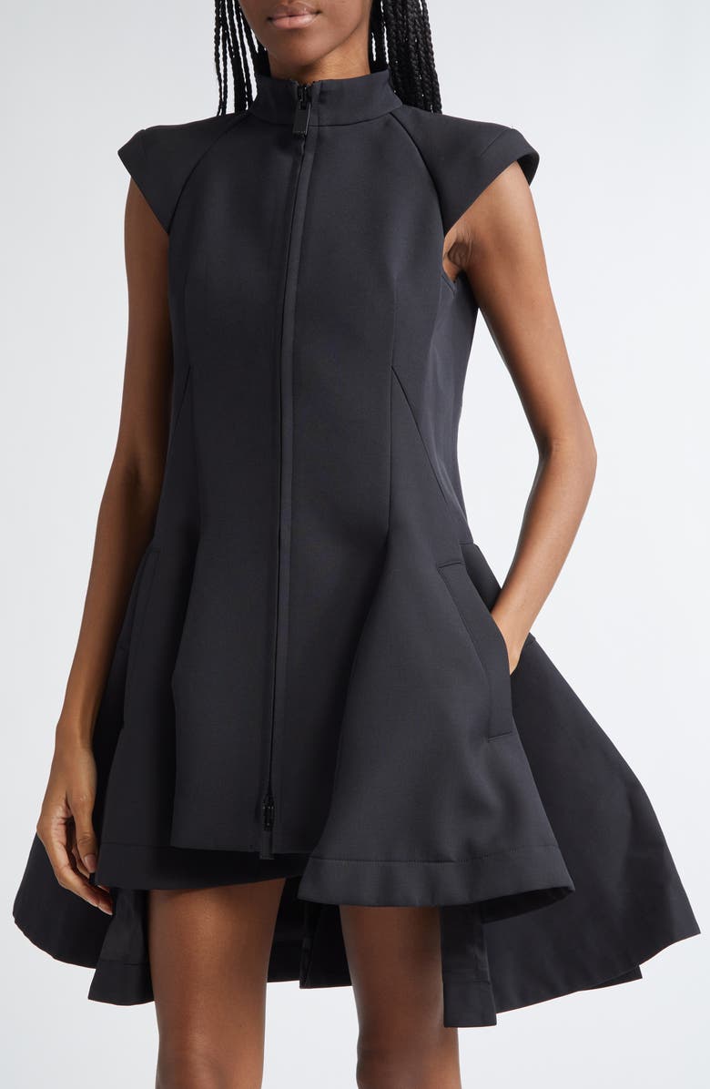 Sacai Mixed Media Cap Sleeve Dress, Alternate, color, 