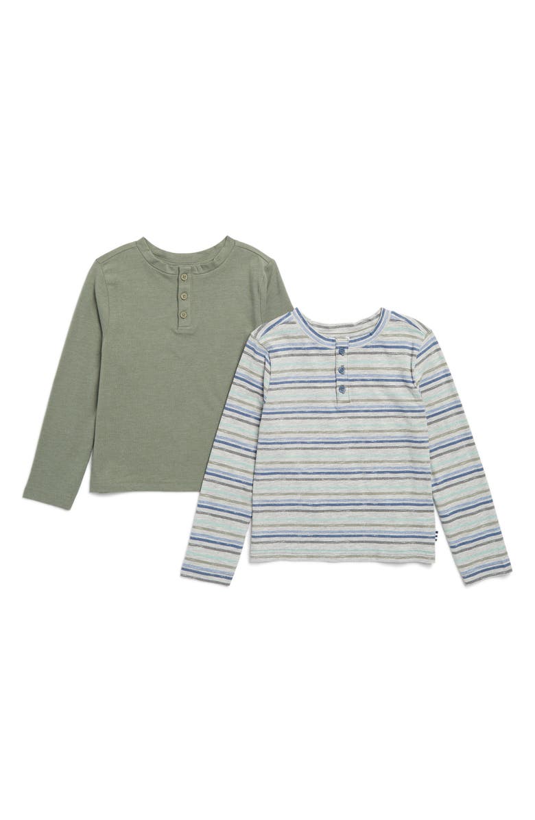 Splendid Kids' Assorted 2-Pack Long Sleeve Henley T-Shirts, Main, color, 