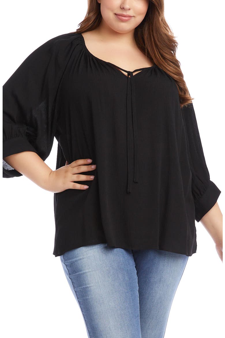 Blouson Sleeve Peasant Blouse, Main, color, BLACK