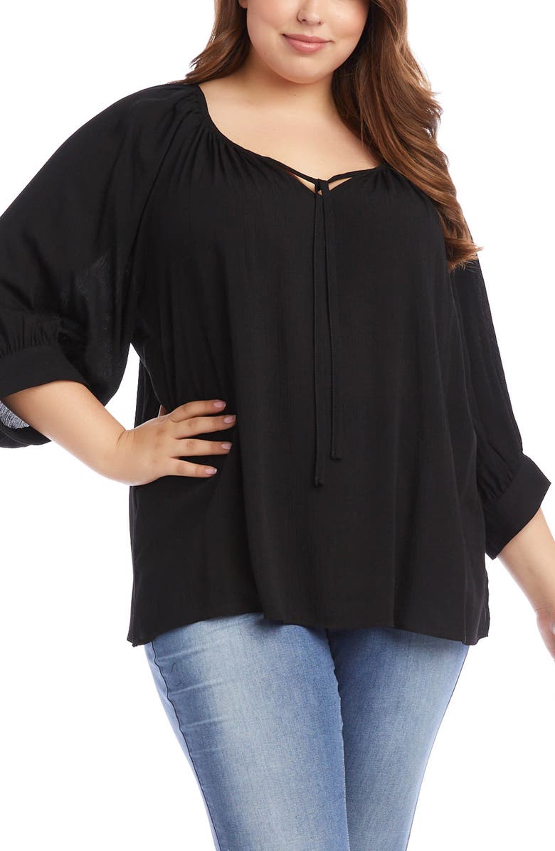 Karen Kane Blouson Sleeve Peasant Blouse, Main, color,