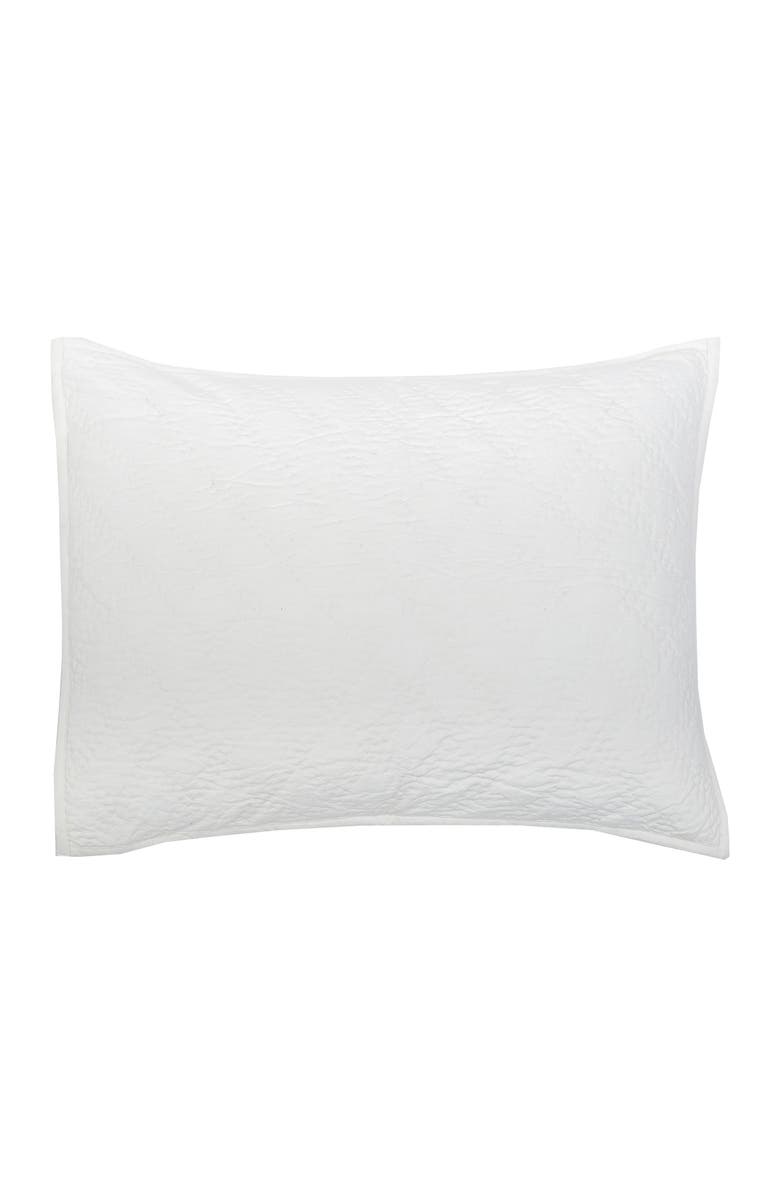 ELISABETH YORK 20" x 26" Sutton Dove Cotton Standard Sham - Machine Washable, Main, color, White