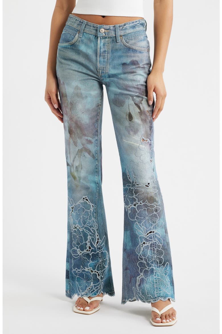 West Coast Illusions Print Jeans, Main, color, WATERCOLOR BLOOMS CO