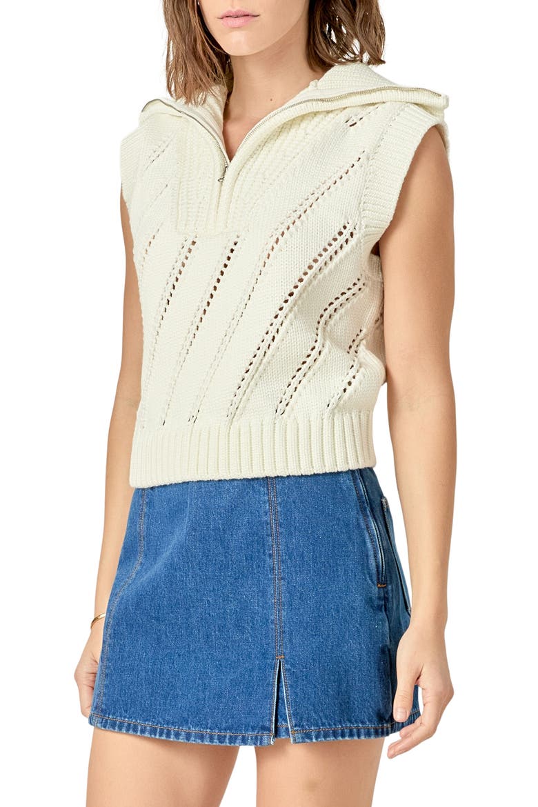 Half-Zip Sweater Vest, Alternate, color, WHITE