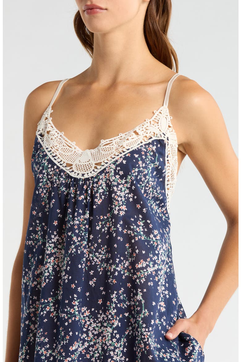 Cheri Blossom Cotton Voile Nightgown, Alternate, color, NAVY