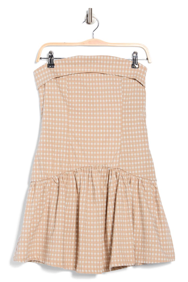 Foldover Strapless Drop Waist Minidress, Alternate, color, ALMOND CREAM