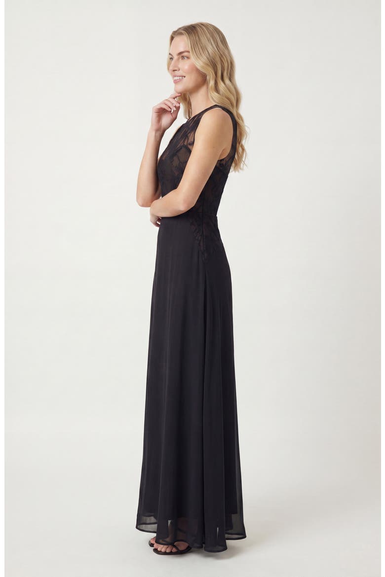 Sheer Lace Sleeveless Maxi Dress, Alternate, color, Black
