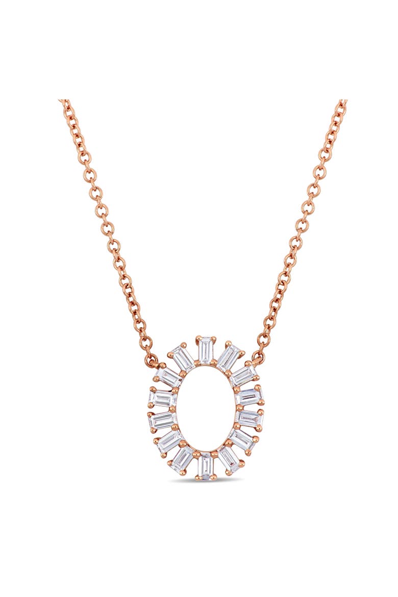 Diamond Open Oval Necklace 14k Rose Gold, Main, color, Rose Gold