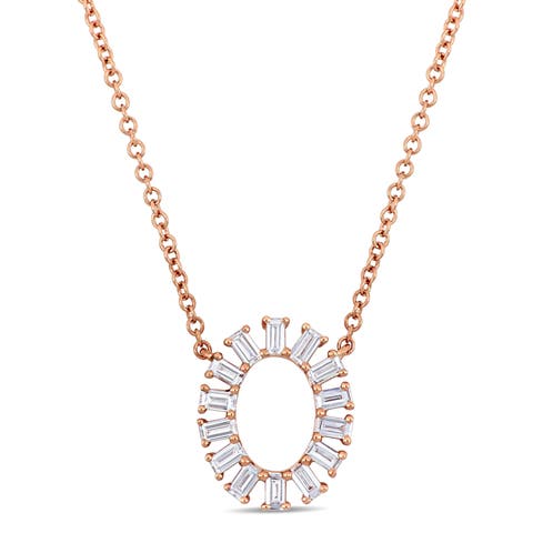 Diamond Open Oval Necklace 14k Rose Gold