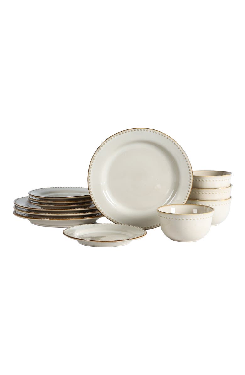 Stone Lain Comet Stoneware 12-Piece Dinnerware Set, Main, color, Cream