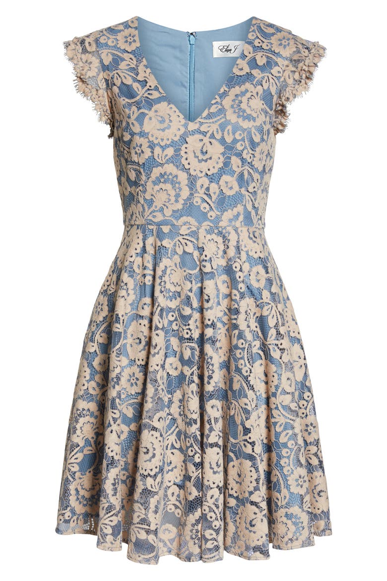 Lace Fit & Flare Dress, Alternate, color, TAUPE