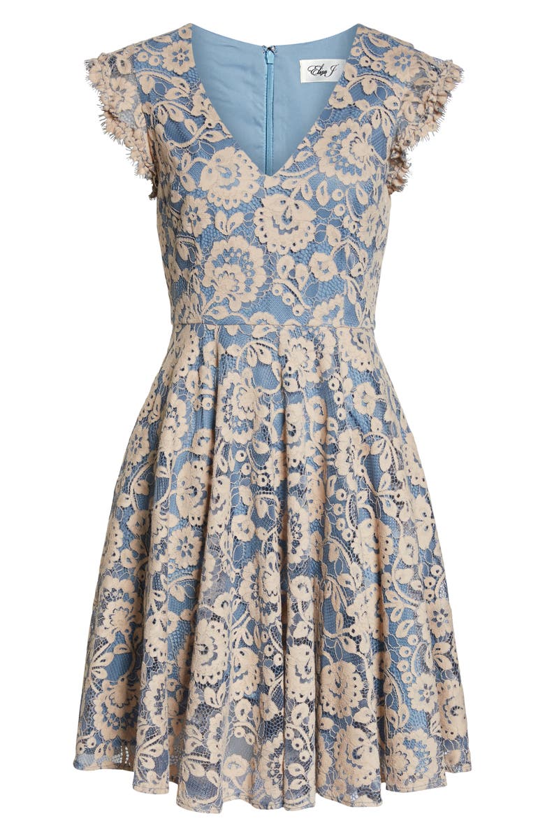 Eliza J Lace Fit & Flare Dress, Alternate, color, 