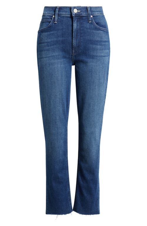 Mother The Dazzler Mid Rise Ankle Fray Jeans In Blue