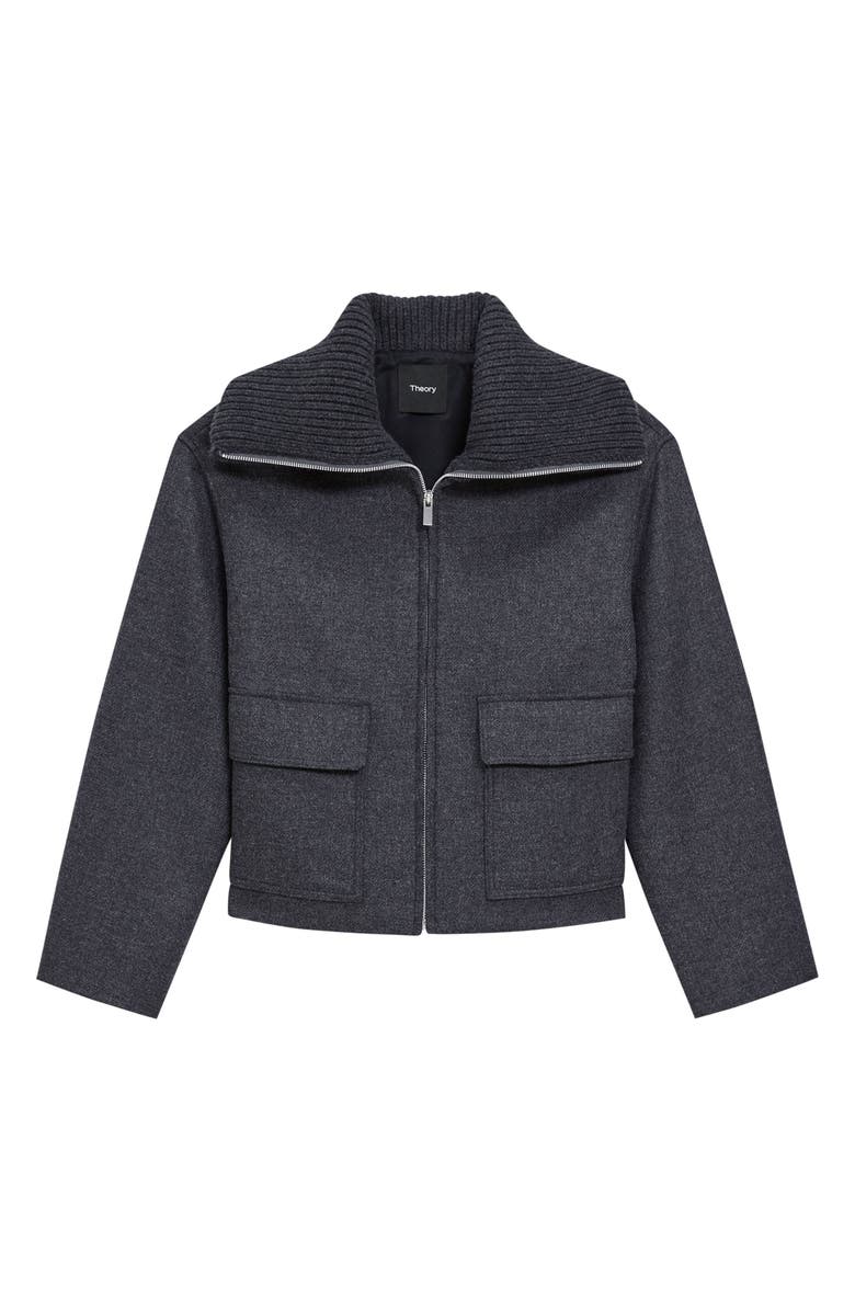 Theory Wool Blend Zip Jacket, Alternate, color, New Charcoal Melange
