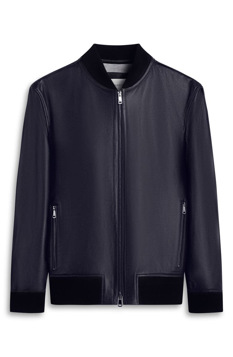 Bugatchi Leather Bomber Jacket, Alternate, color, 