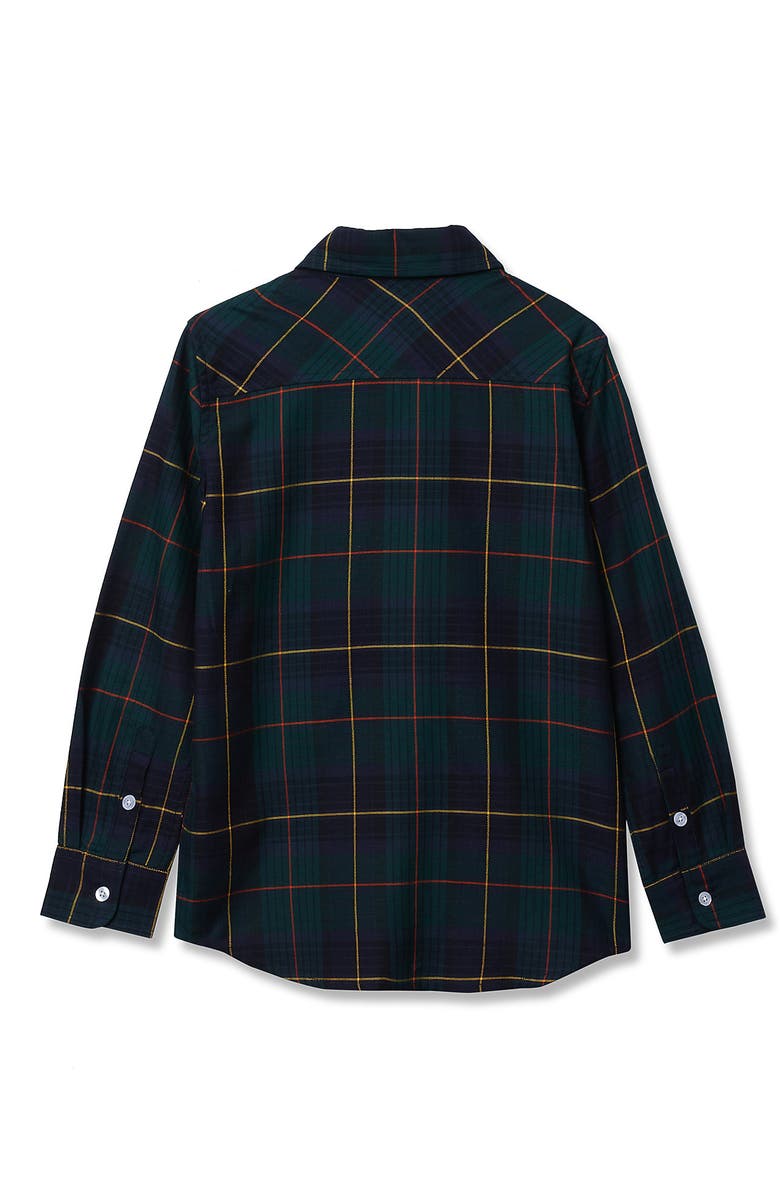 Lands' End Boys Button Down Poplin Shirt, Alternate, color, Rain Forest Green Plaid
