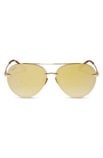 Diff 62mm Lenox Polarized Aviator Sunglasses In Gold