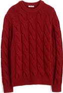 Madewell Crewneck Cable Knit Wool Blend Sweater