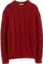 Madewell Crewneck Cable Knit Wool Blend Sweater