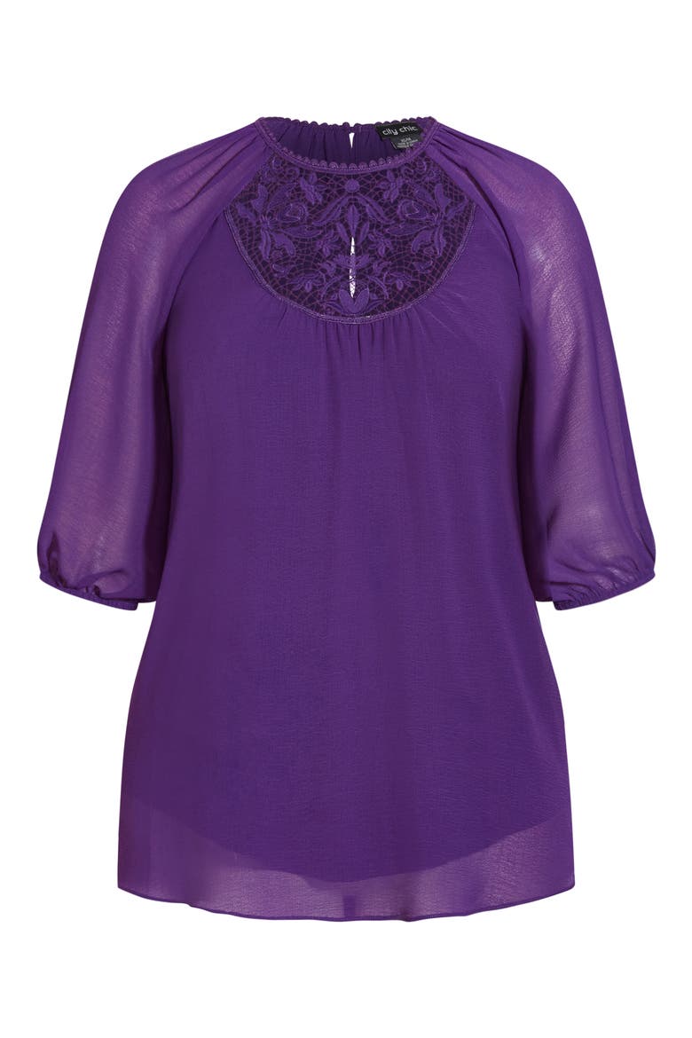 Love Lace Trim Top, Alternate, color, PETUNIA