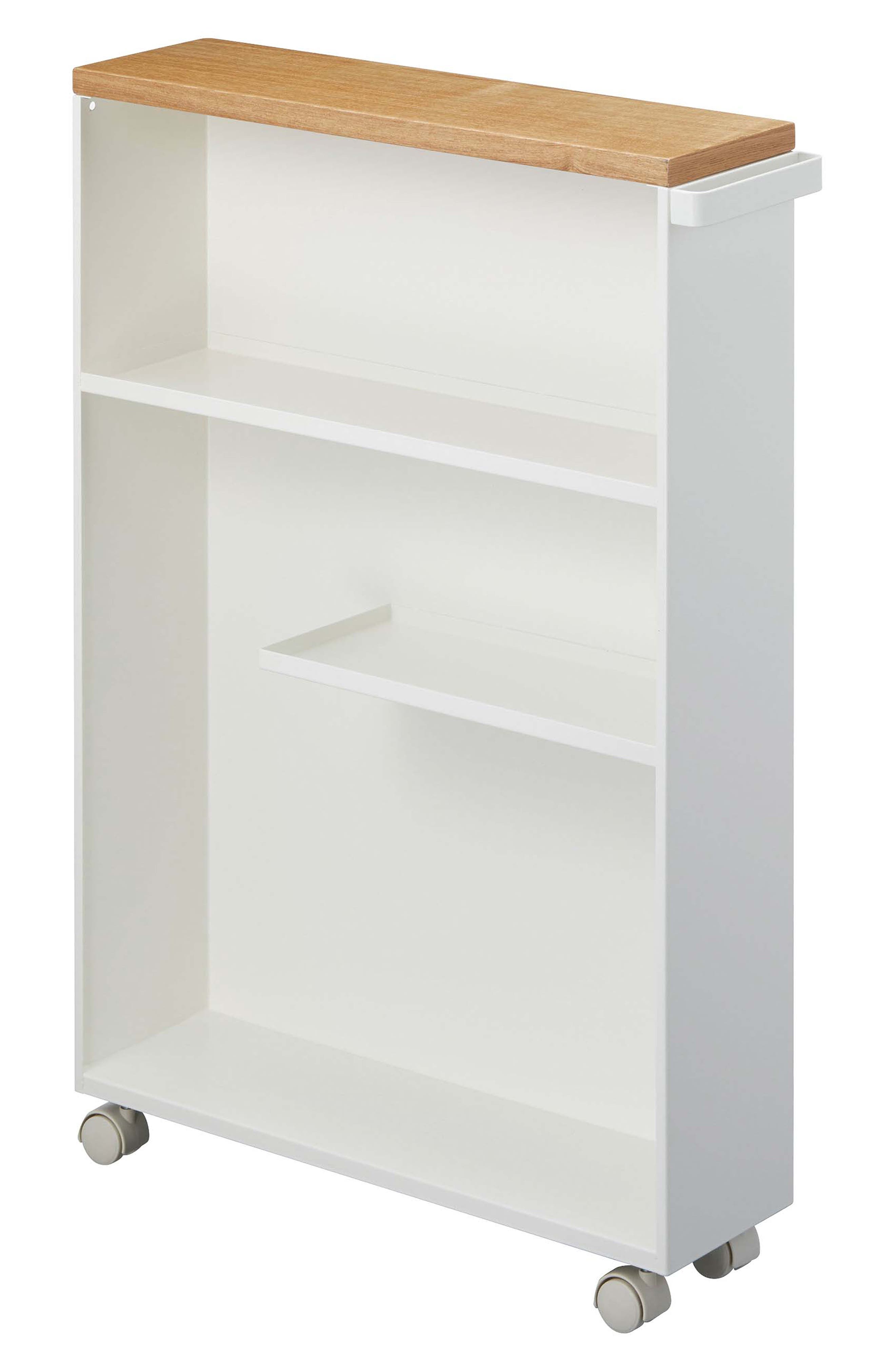 Yamazaki Tower Slim Rolling Bathroom Cabinet in White 