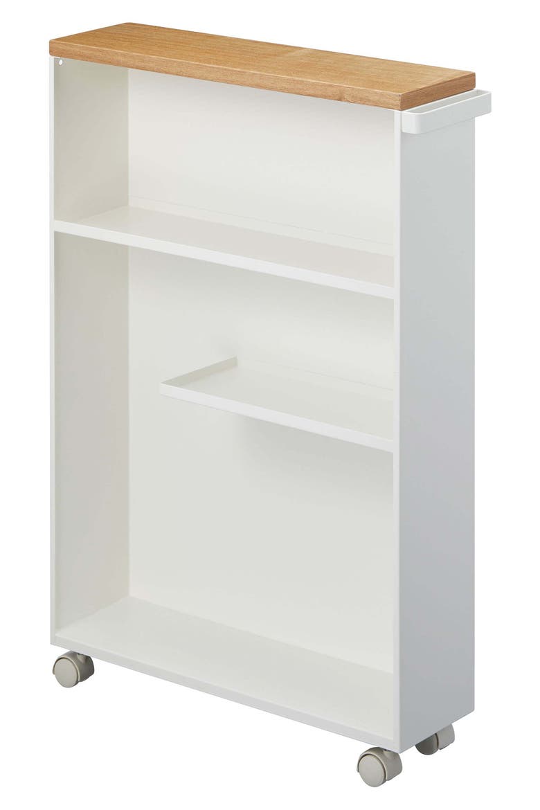 Tower Slim Rolling Bathroom Cabinet, Main, color, WHITE