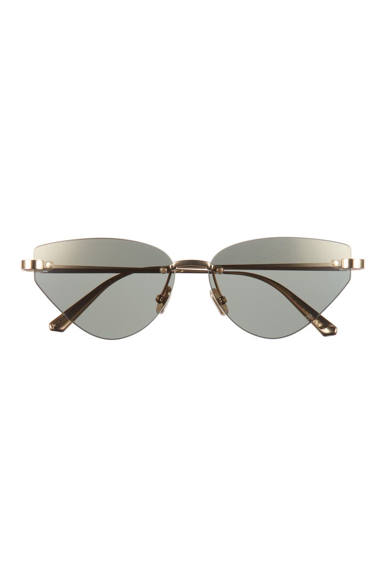 Cdior B5U Rimless Cat Eye Sunglasses, Main, color, SHINY GOLD DH / GREEN