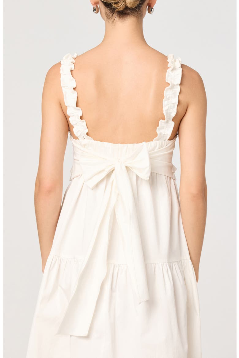 Orenthia Ruffle Strap Midi Dress, Alternate, color, OFF WHITE