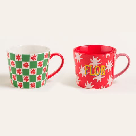 Flor Porcelain Mug 2 Pcs Set