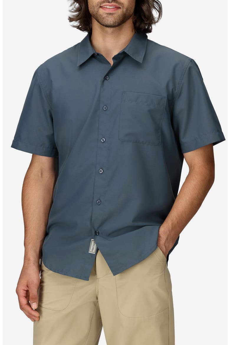 AirExchange SolarShield UPF Short Sleeve Button-Up Shirt, Main, color, THUNDERHEAD