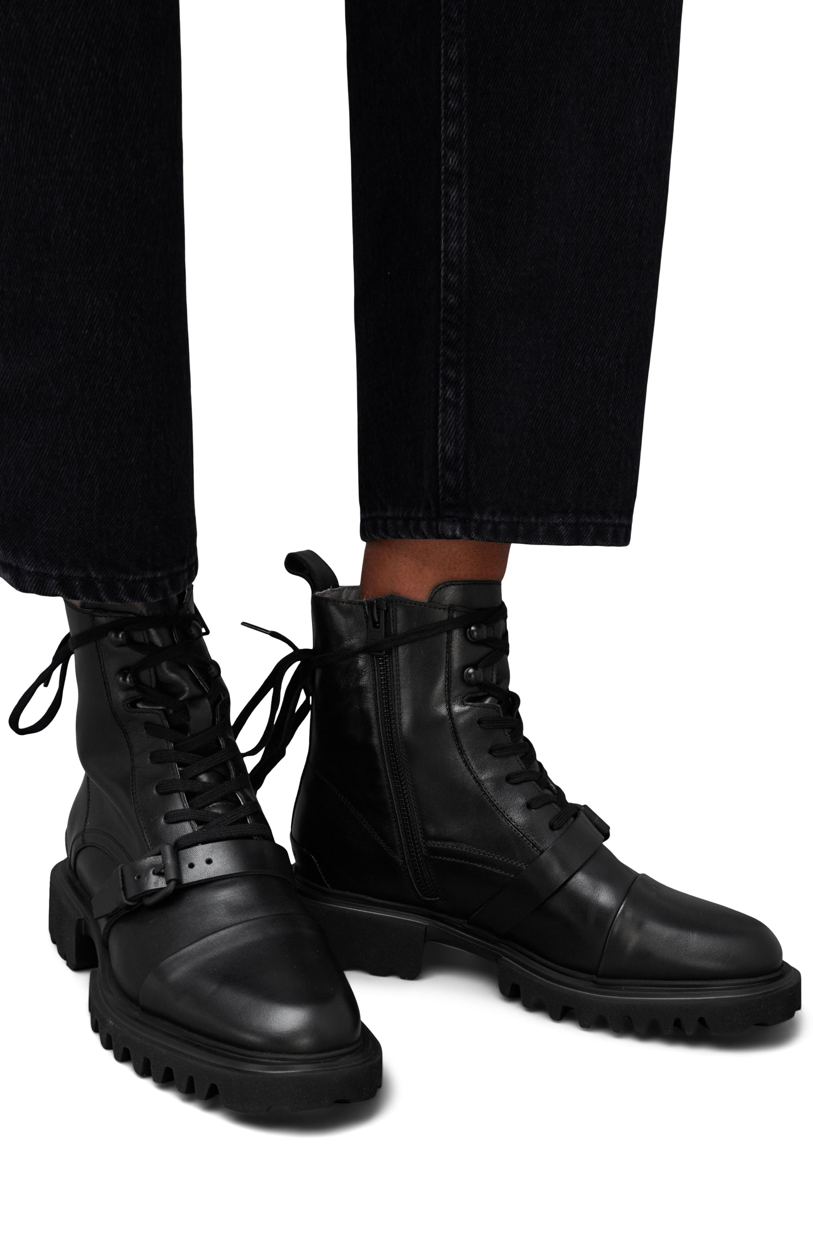 AllSaints Tori Lug Sole Combat Boot, Alternate, color, 