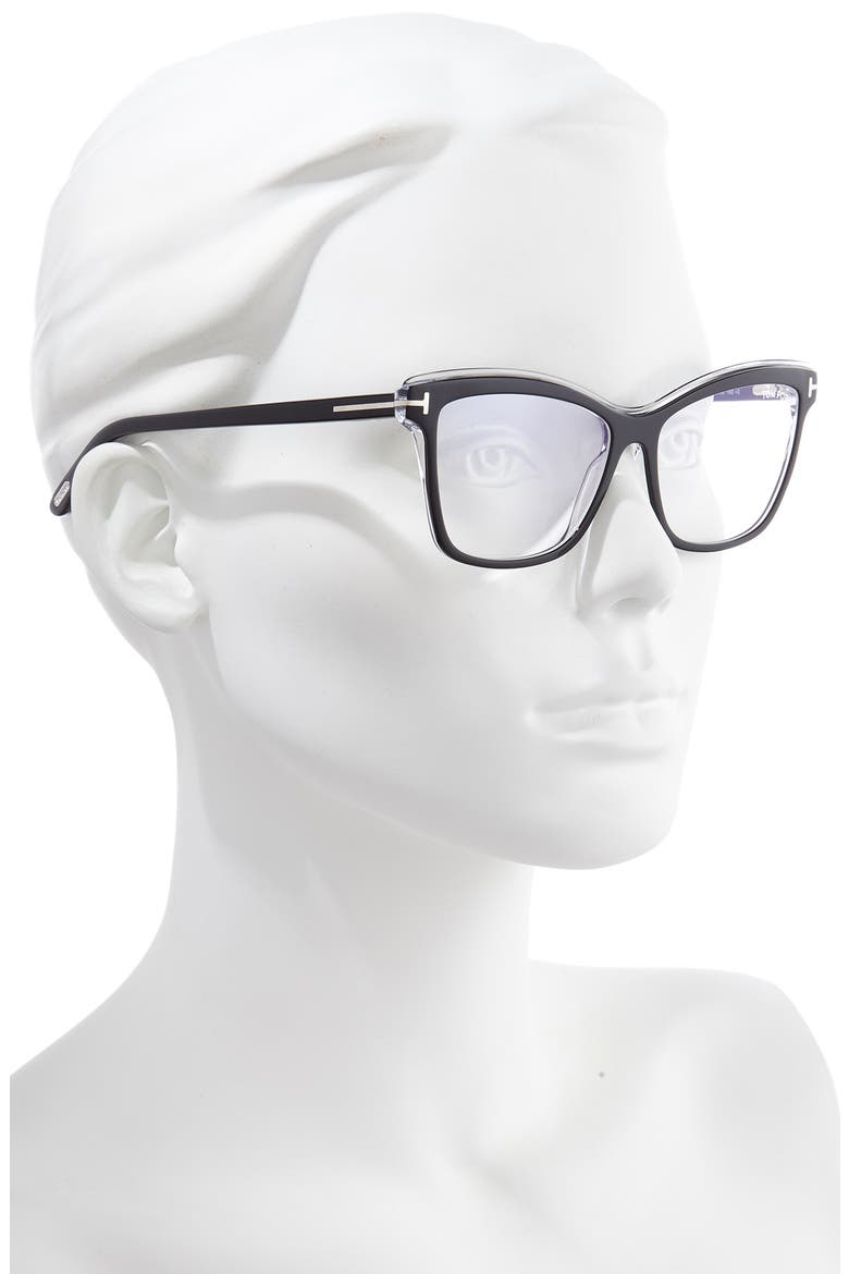 55mm Blue Light Blocking Optical Glasses, Alternate, color, SHINY BLACK