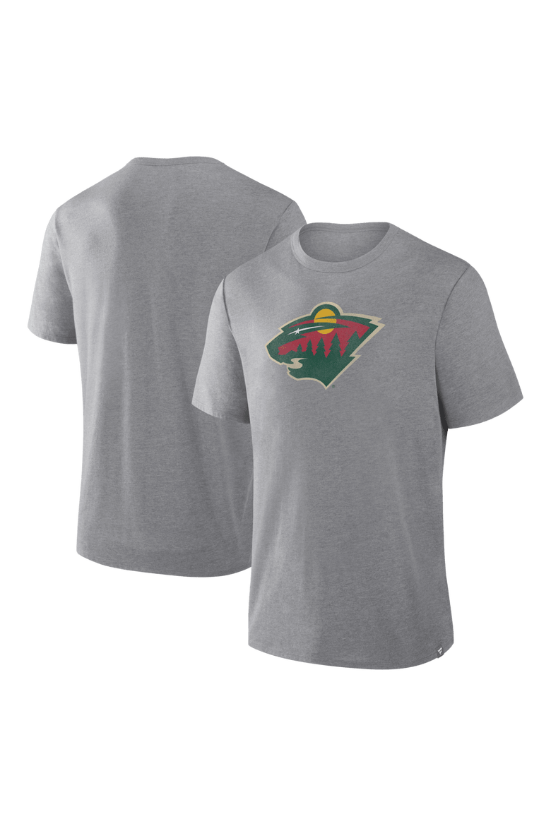 Men's Fanatics Heather Gray Minnesota Wild Elevated Tri-Blend T-Shirt, Main, color, Heather Gray