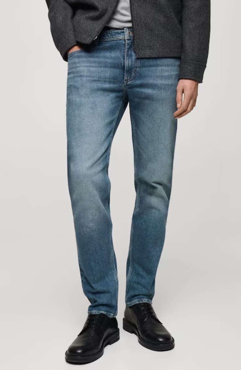 MANGO Jan Slim Fit Jeans, Main, color, Medium Blue