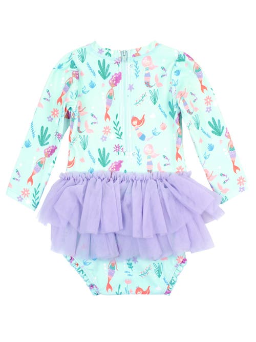 Rufflebutts Baby + Toddler Girls Upf50+ Tulle Skirted One Piece Rash Guard