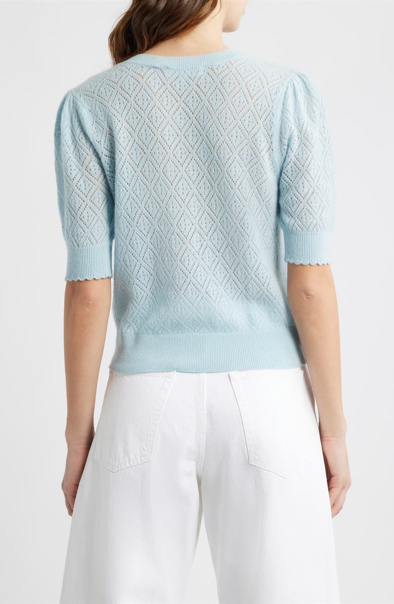 FRAME The Short Sleeve Cashmere Cardigan, Alternate, color, Sky Blue