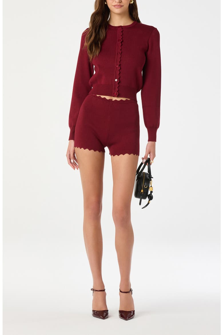 Scalloped Placket Crop Cardigan, Alternate, color, BURGUNDY